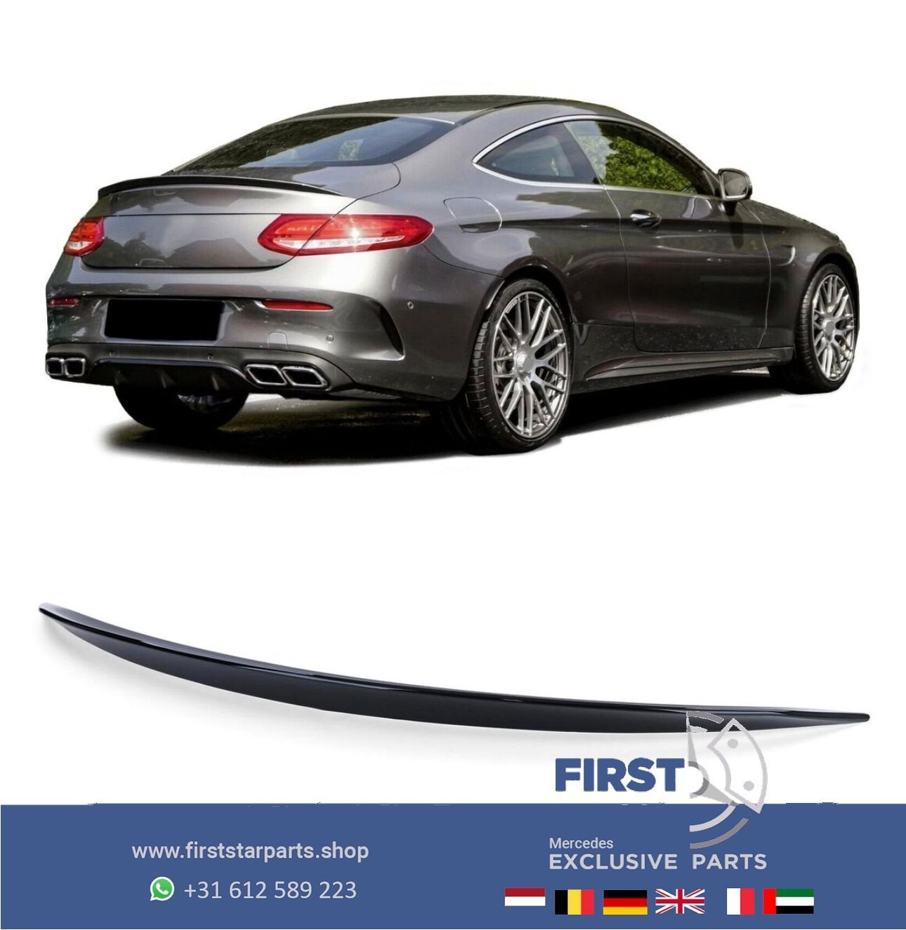 W205 C205 Mercedes C KLASSE C43 C63 AMG Coupé SPOILER ZWART, Arrière, Haillon arrière, Utilisé, -