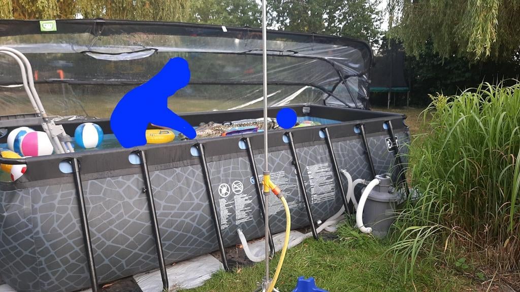 Zwembad met filter en overkapping, Tuin en Terras, Zwembaden, Ophalen, Gebruikt, 200 tot 300 cm, 80 tot 120 cm