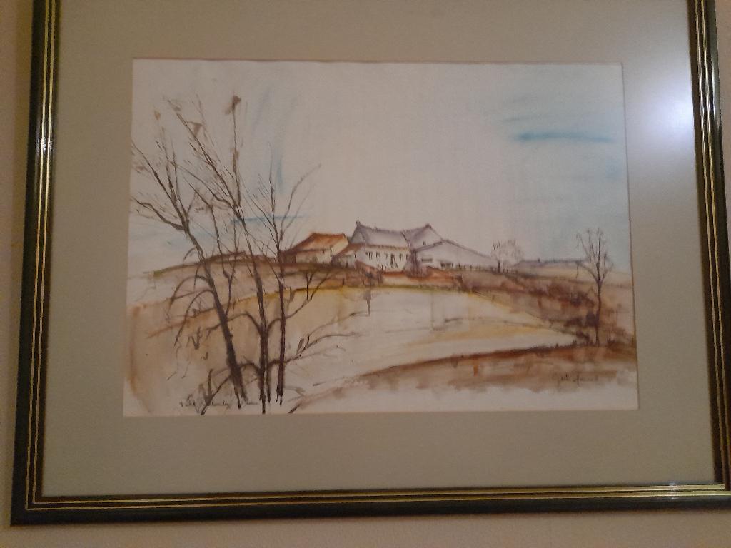 aquarelle encadrée et signée, Enlèvement