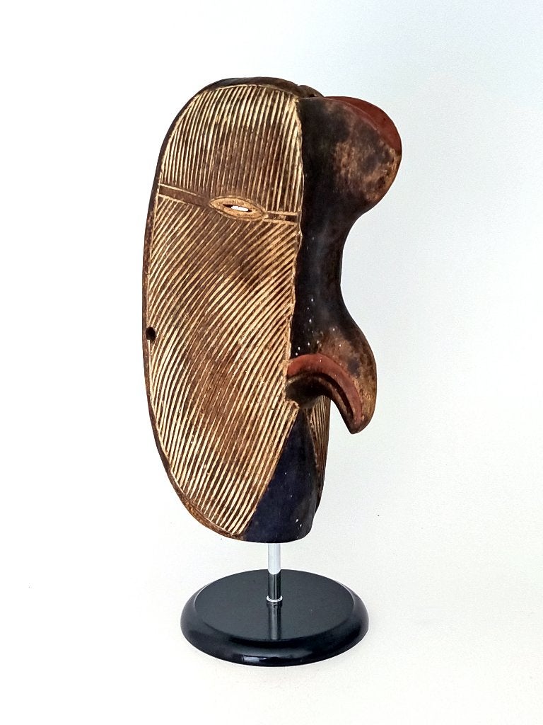 Masque d'oiseau Luba Kifwebe, Antiquités & Art, Afrique, 35 cm, Multicolore, Peint