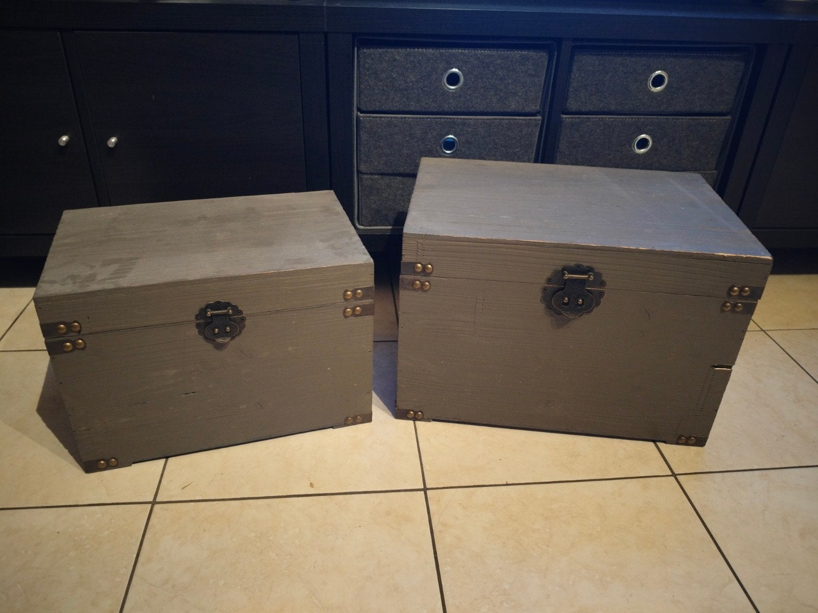 2x houten kistjes, Huis en Inrichting, Woonaccessoires | Kisten, Ophalen