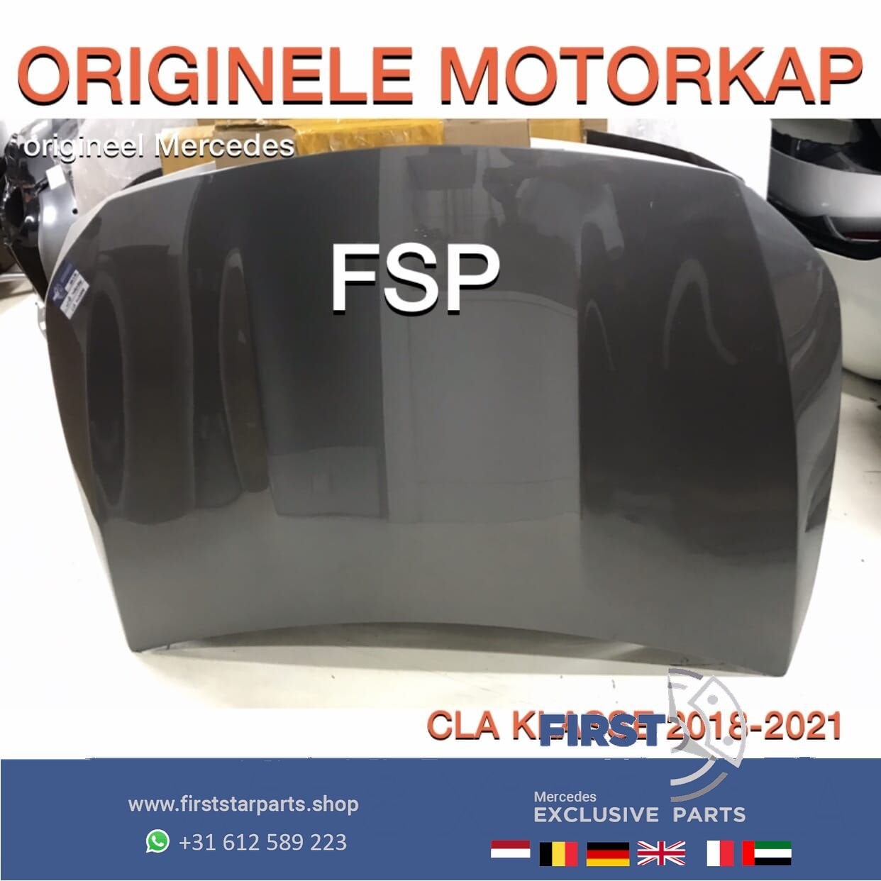 W118 C118 CLA MOTORKAP GRIJS ORIGINEEL Mercedes CLA 2018-202, Utilisé, -, Capot moteur, Avant