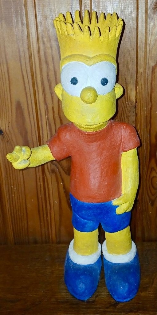 Statue Bart Simpson terre cuite artisanale unique fait main, Enlèvement ou Envoi, Utilisé