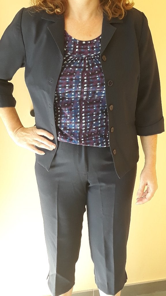 Ensemble pantacourt T36, Kleding | Dames, Jasjes, Kostuums en Pakken, Kostuum of Pak, Blauw, Ophalen of Verzenden, Zo goed als nieuw