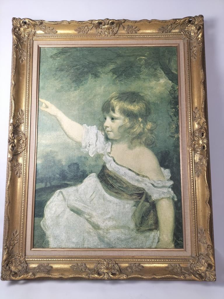 Grand cadre doré ancien avec portrait d'enfant anglais, Antiquités & Art, Art | Peinture | Classique, Enlèvement ou Envoi