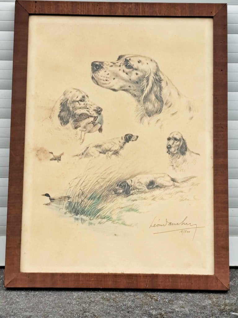 Lithographie signe Léon danchin, Ophalen of Verzenden, Lithografie