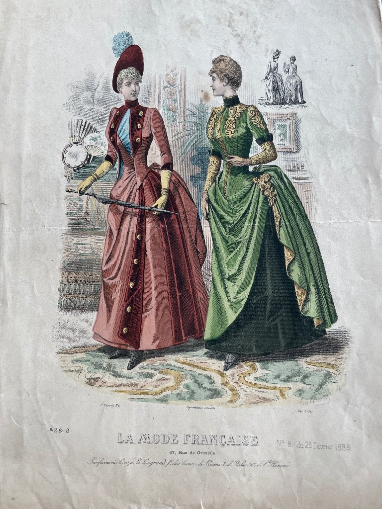 Gravure modetijdschrift “la mode francaise”, Mode, Gravure, Signé, 36 cm