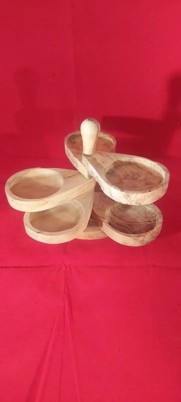 Olijfhouten etagere 5 delig, Ophalen, Nieuw