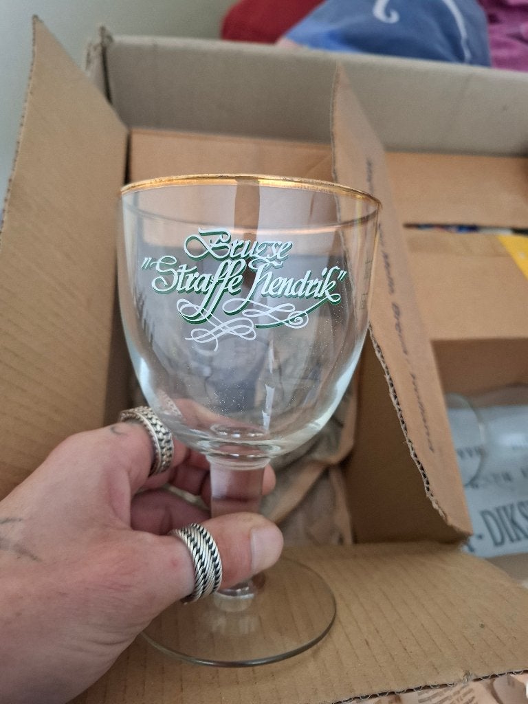 3 vintage strafe hendrik glazen, Verzamelen, Biermerken, Ophalen of Verzenden, Nieuw, Glas of Glazen, Overige merken