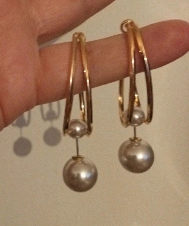 gouden oorbellen met parels, Bijoux, Sacs & Beauté, Neuf, Enlèvement ou Envoi, Autres matériaux, Blanc