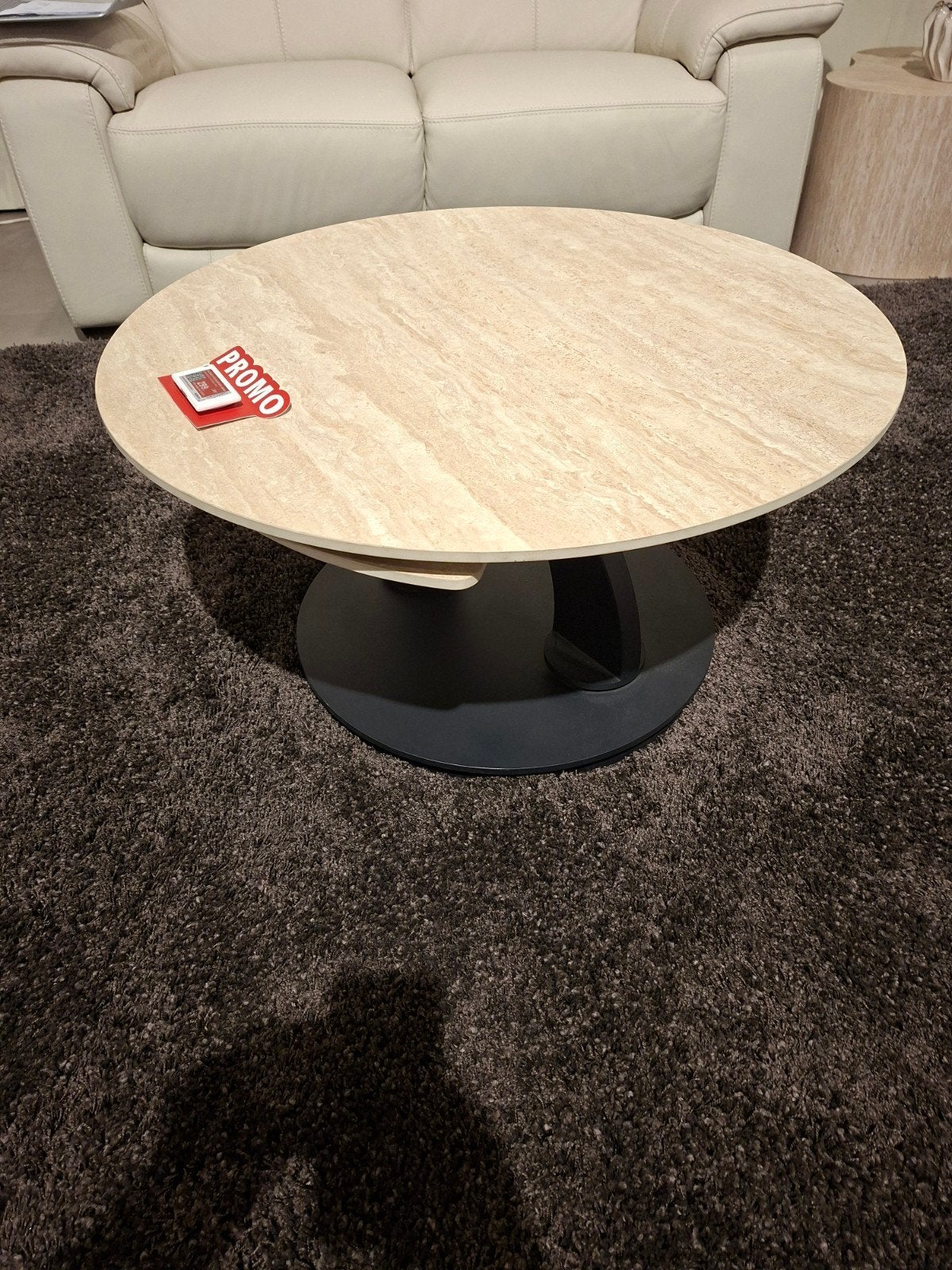 Salontafel Caldera met 2 stenen tafelbladen kleur naturel., Ophalen, Overige materialen, Rond, Nieuw