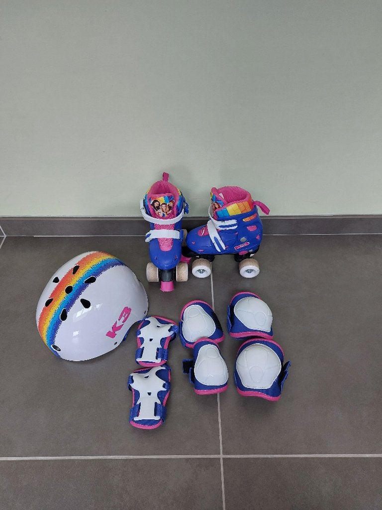 K3 rolschaatsen maat 30-33 + helm + valbescherming, Ophalen, Verstelbaar, Gebruikt, Kinderen