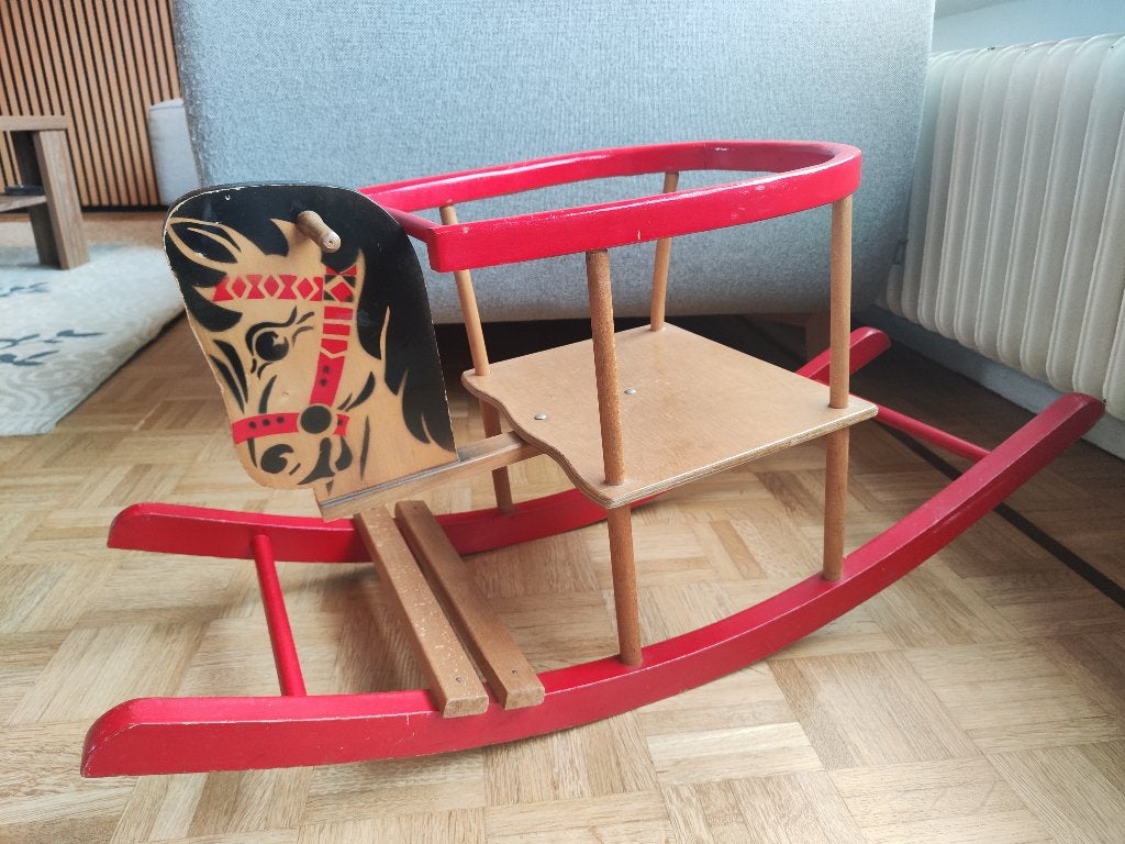 Vintage houten schommelpaard, Ophalen, Gebruikt