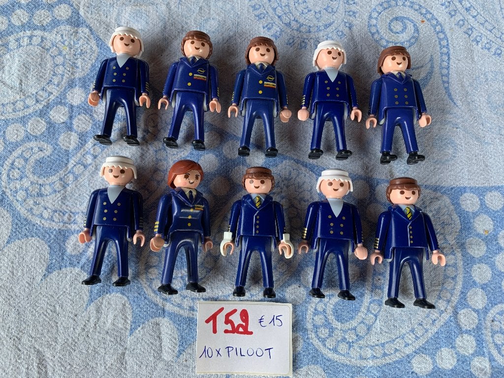PLAYMOBIL: T52: 10 X PILOOT, Ophalen of Verzenden, Zo goed als nieuw, Losse onderdelen, Figuren