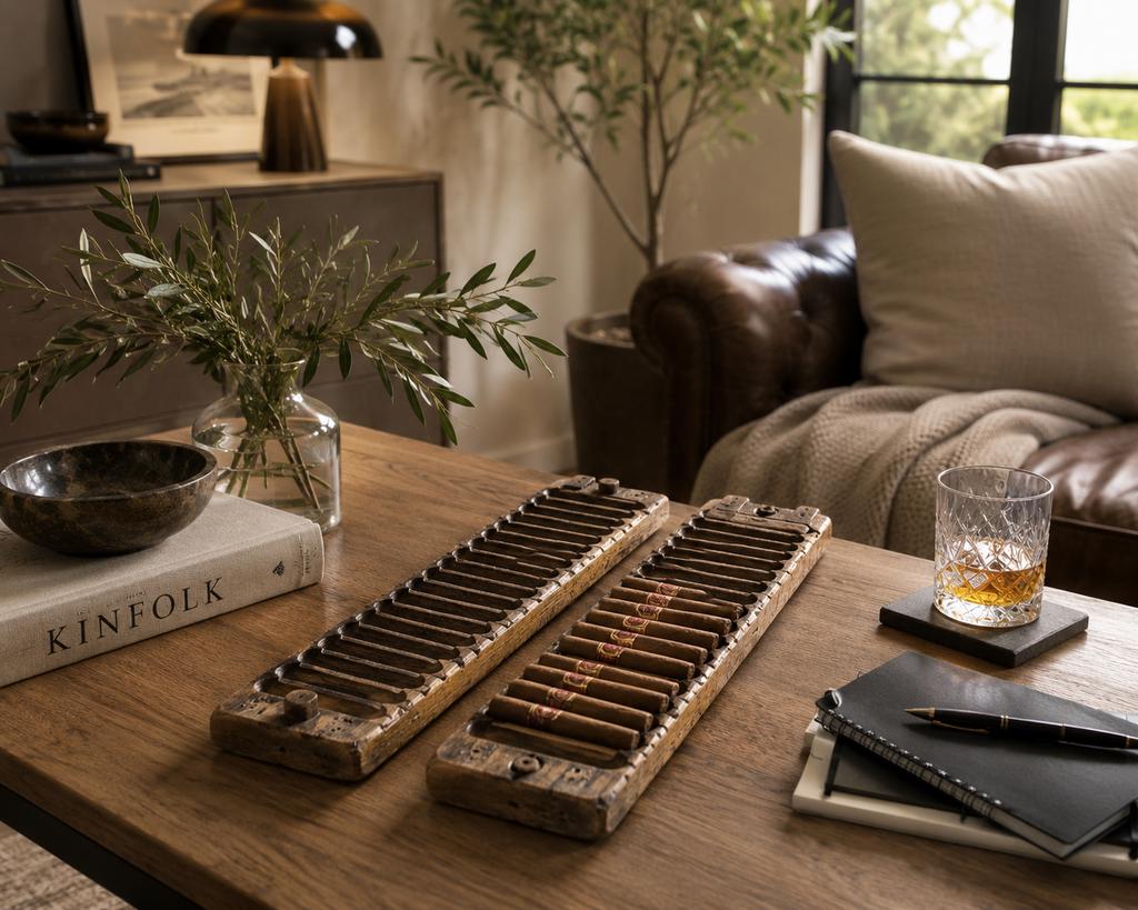 Authentieke houten sigarenmal cigar mold – vintage decorstuk, Antiek en Kunst, Ophalen of Verzenden
