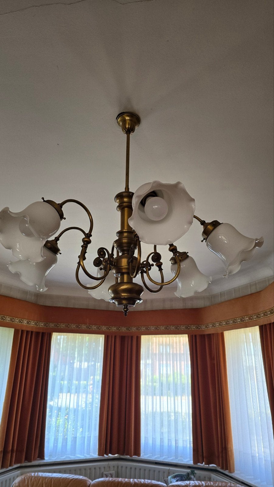 Plafondlamp, hanglamp, kroonluchter, Huis en Inrichting, Lampen | Kroonluchters, Ophalen, Glas