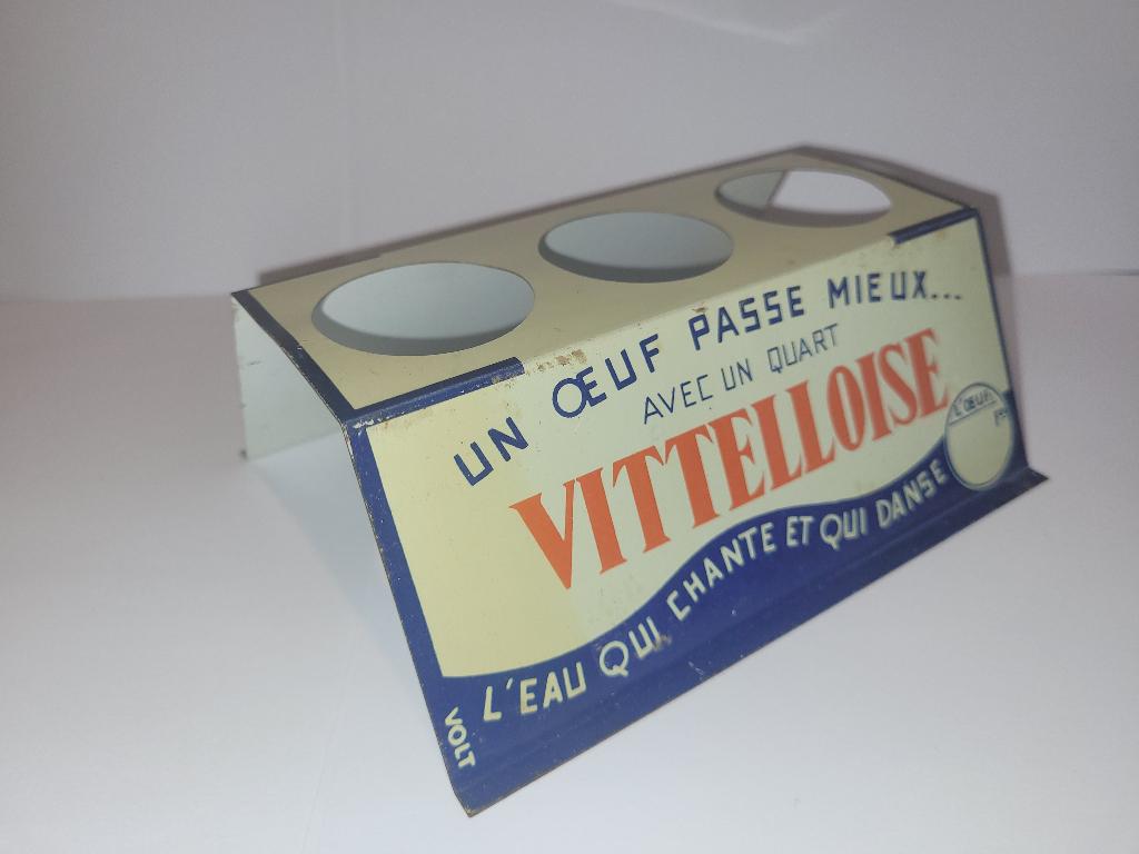 présentoir à œufs métal publicitaire eau vittelloise, Collections, Enlèvement ou Envoi, Utilisé, Panneau publicitaire