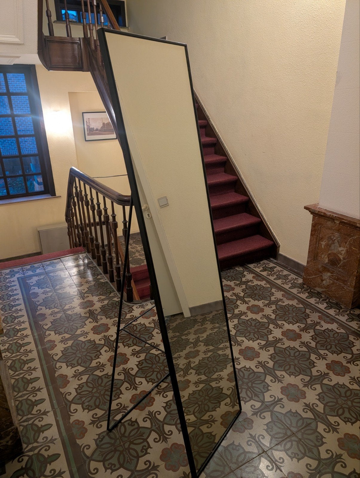 Rechthoekige spiegel staand of ophangen, Ophalen, Minder dan 50 cm, Zo goed als nieuw, 150 tot 200 cm