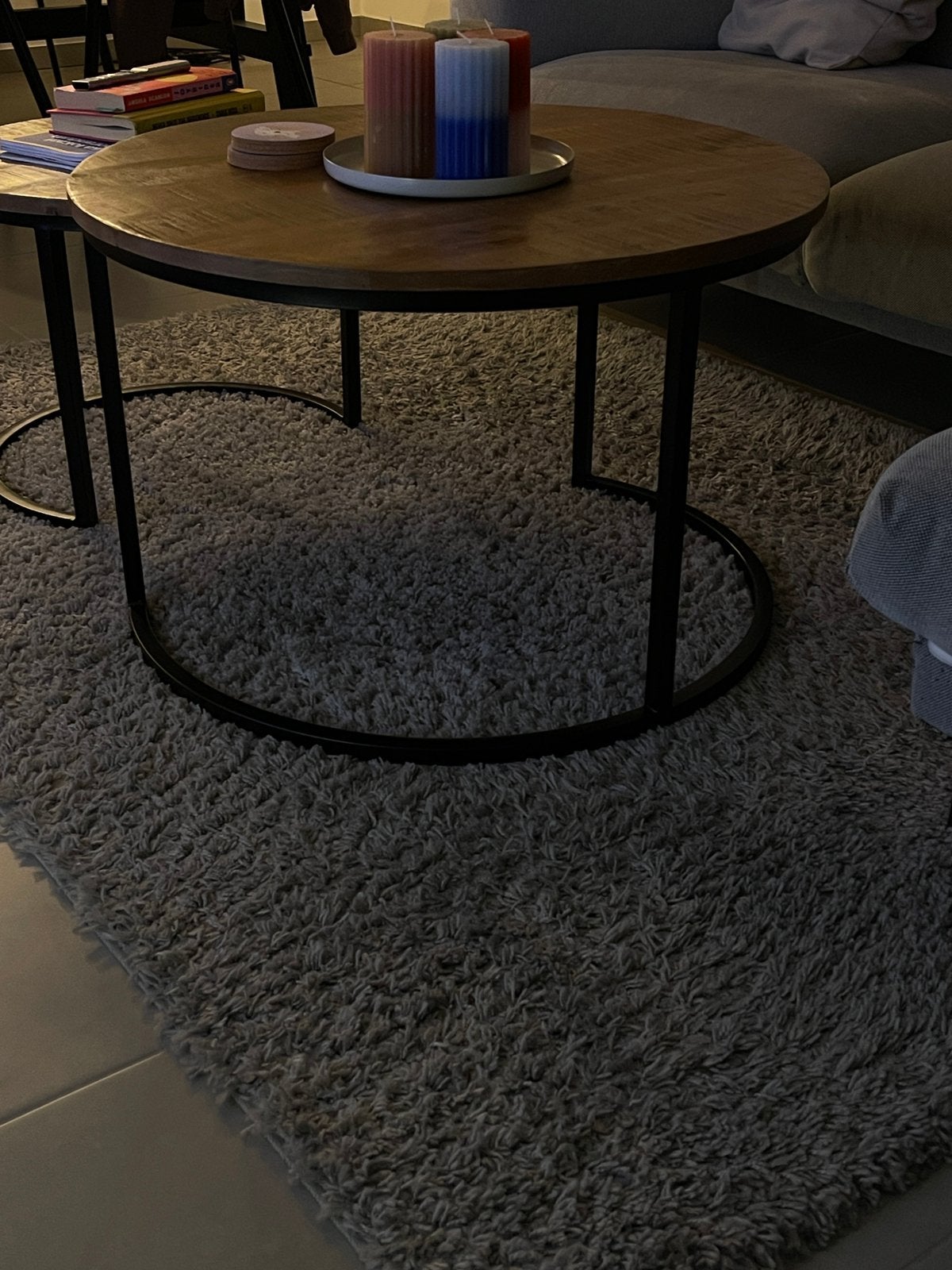 Grand tapis shaggy/tapis gris — 210 x 140 cm, Enlèvement, Comme neuf, Gris