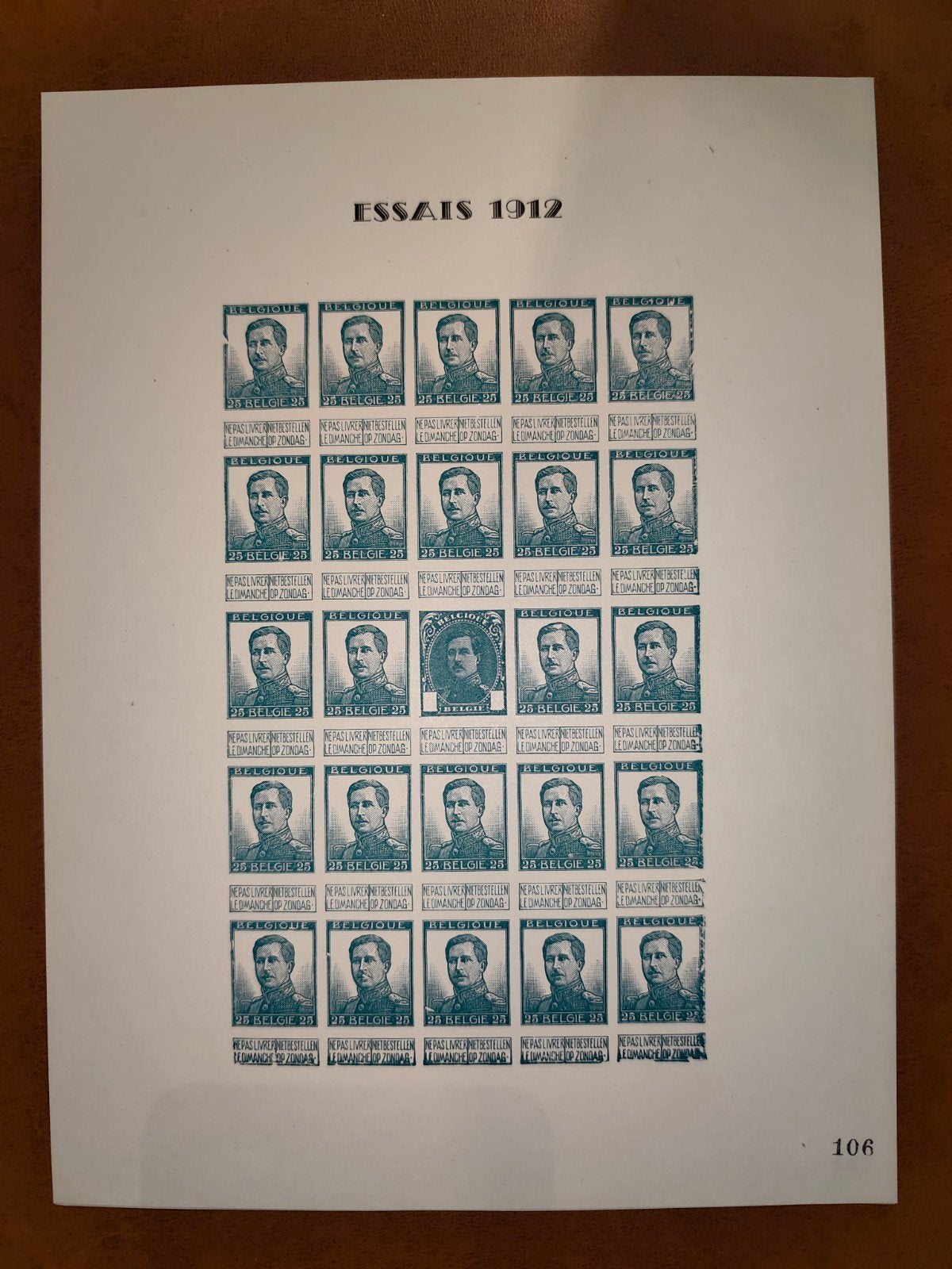 Proefdruk Albert 1 koning der Belgen 1912 vooroorlogs, Ophalen of Verzenden