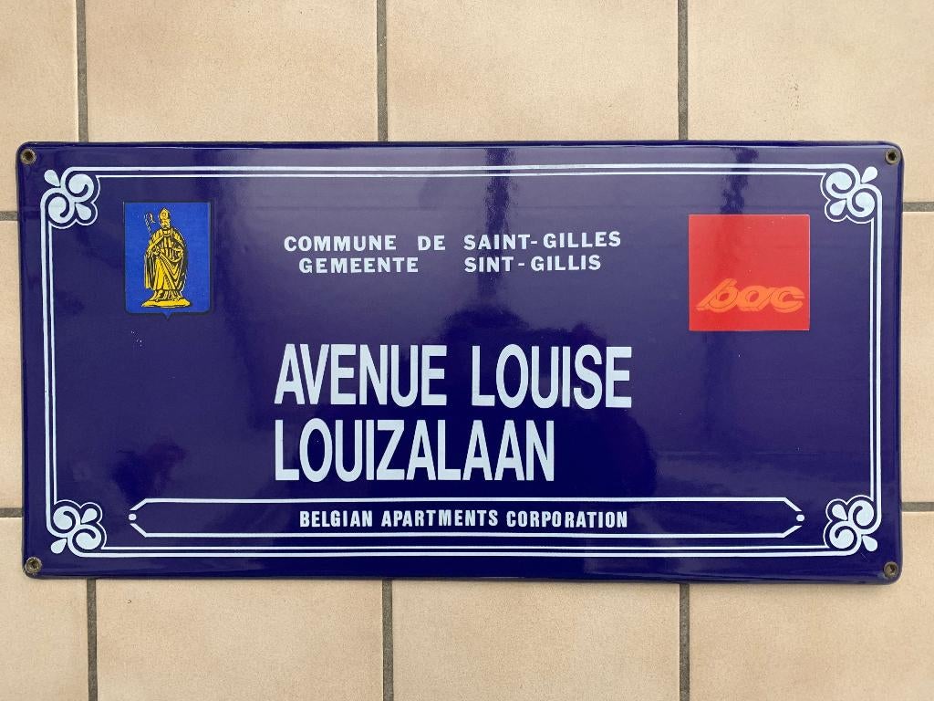 Avenue LOUIZALAAN geëmailleerd straatnaambord, Ophalen of Verzenden, Gebruikt, Reclamebord
