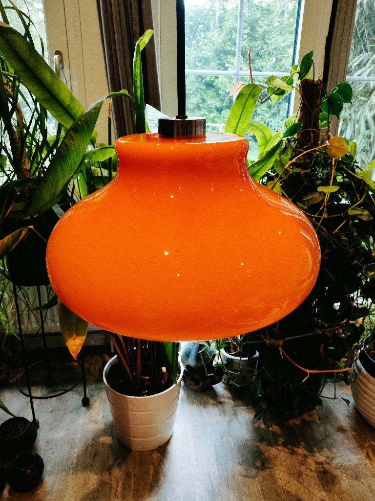 Zeldzame Vintage Space Age Glaslamp – Perfecte Staat – 38cm, Ophalen, Zo goed als nieuw, Glas