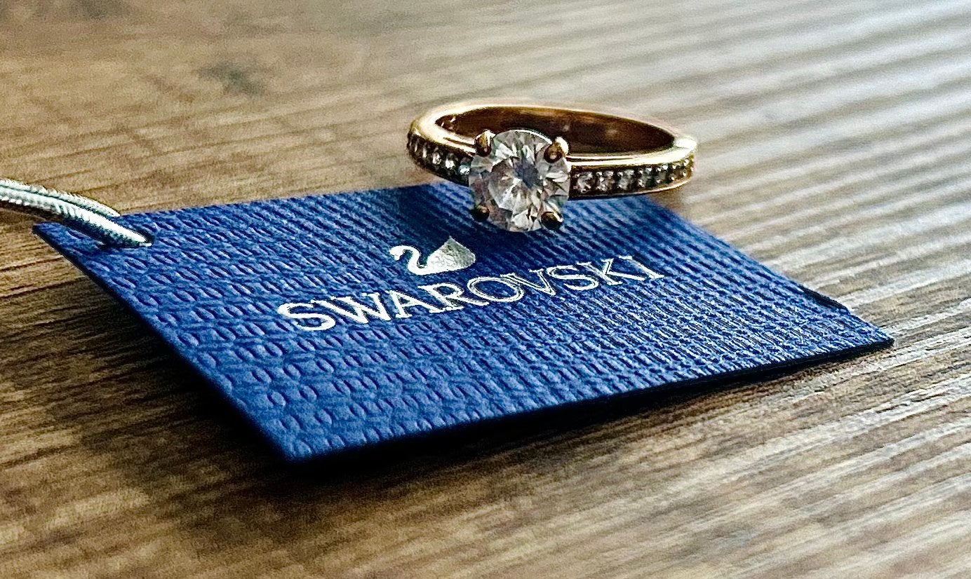 Swarovski Ring, Roségoudkleurig, Maat 52 (Inclusief label), Enlèvement, Comme neuf, Or