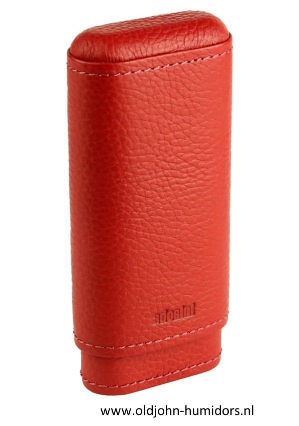 SIGARENKOKER ADORINI LEER -  WARM ROOD  CAP. 3 SIGAREN sk04r, Ophalen of Verzenden, Nieuw, Tabaksdoos of Verpakking