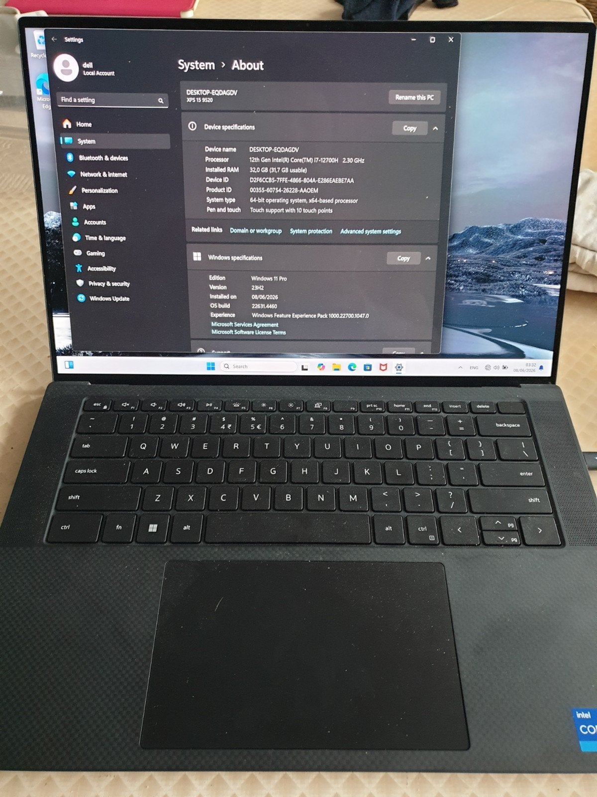 Dell xps i core 7 12 gen, Ophalen, 32 GB