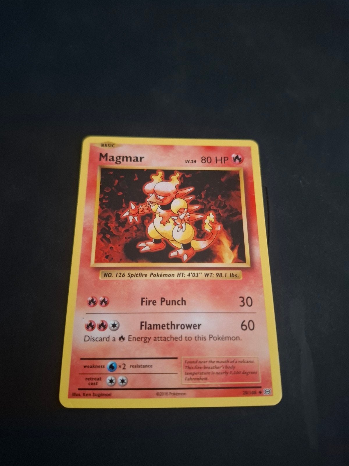Magmar Pokémon kaart - Basic - LV.24 - 80 HP, Hobby en Vrije tijd, Ophalen of Verzenden