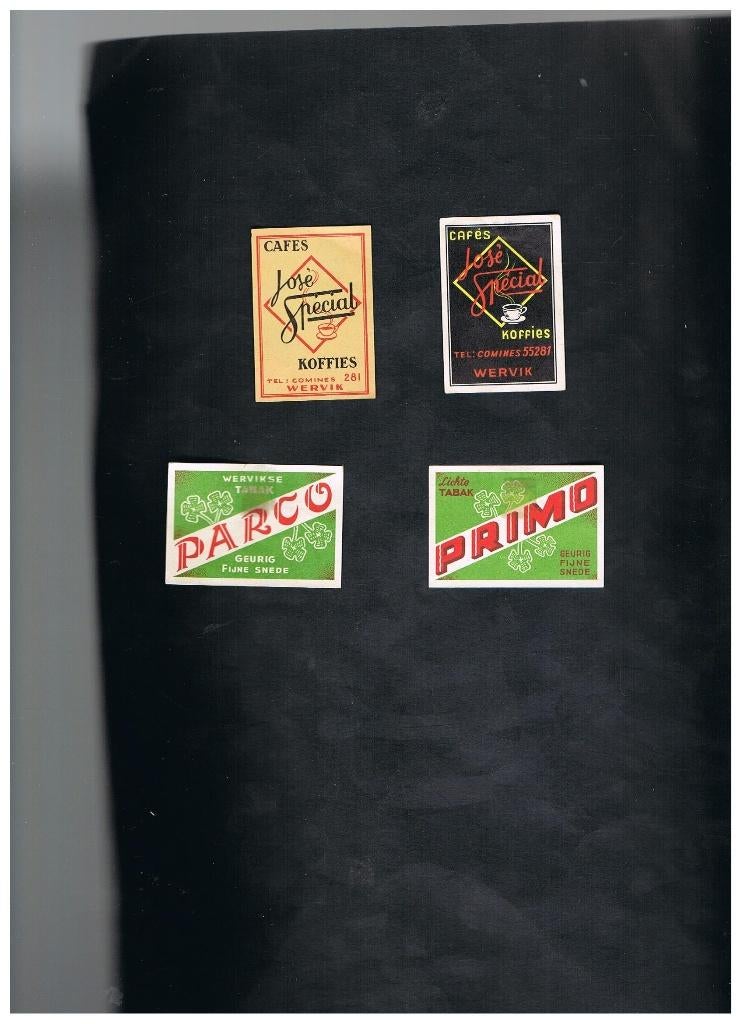 ÉTIQUETTES PUBLICITAIRES ANCIENNES WERVIK, Envoi, Comme neuf, Boîtes ou marques d'allumettes