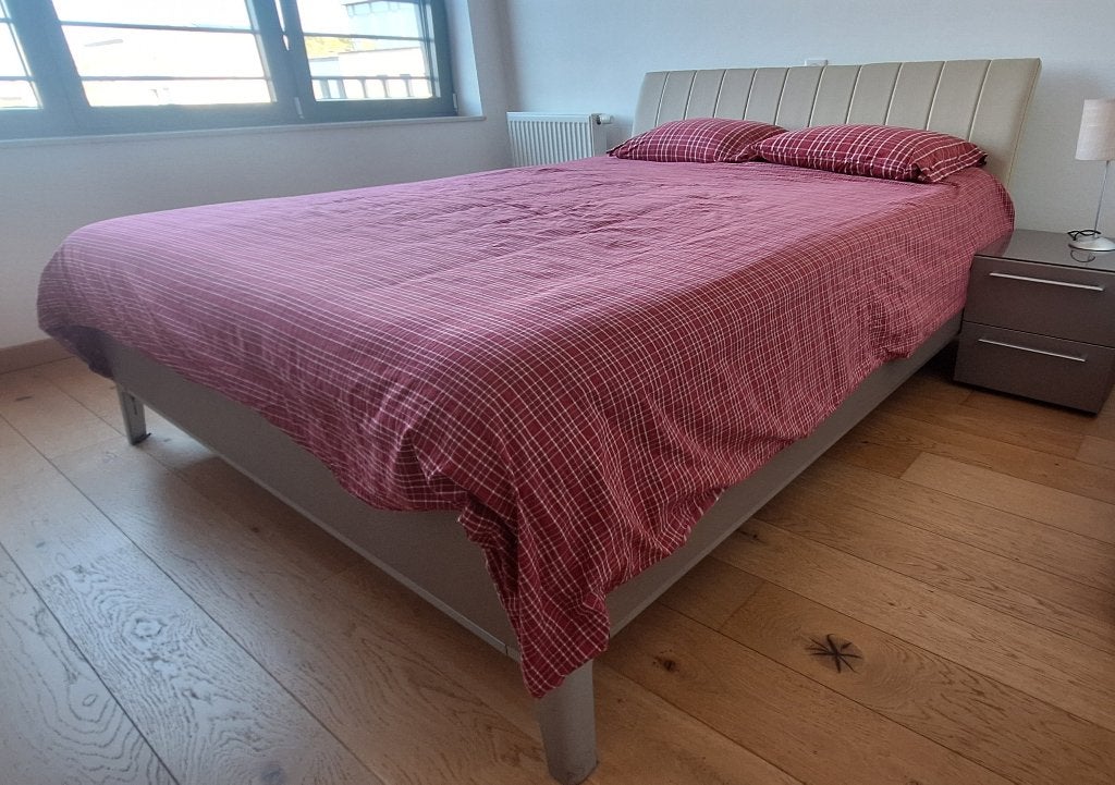 NOLTE tweepersoonsbed 160 cm en 2 nachtkastjes, Ophalen, Gebruikt, Beige, Tweepersoons