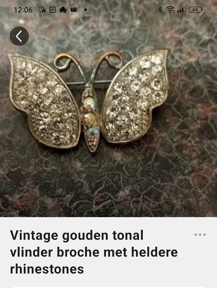 gouden tonal vlinder broche, Bijoux, Sacs & Beauté, Boucles d'oreilles, Enlèvement ou Envoi, Comme neuf, Or