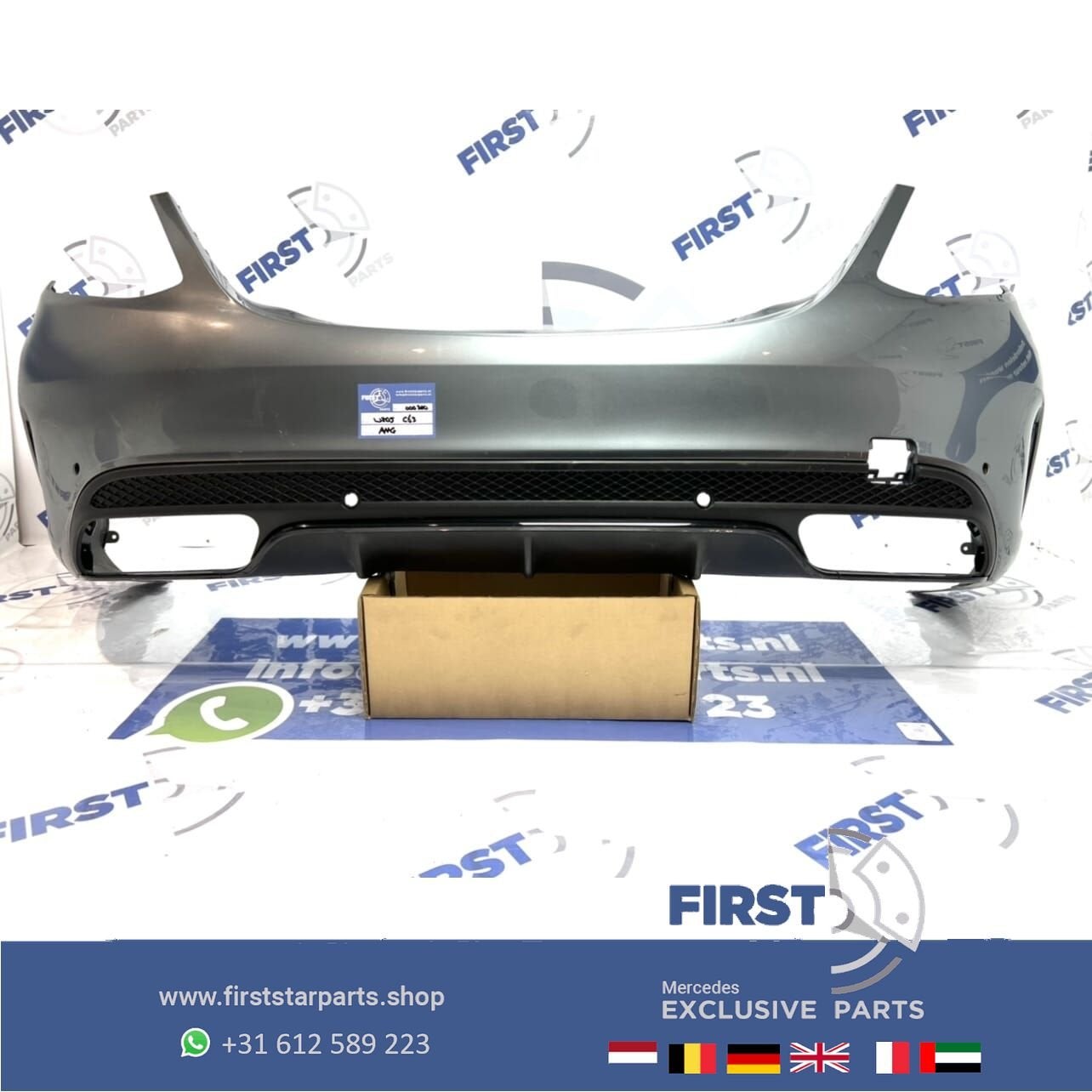 W205 C63 AMG ACHTERBUMPER + DIFFUSER GRIJS ORIGINEEL Mercede