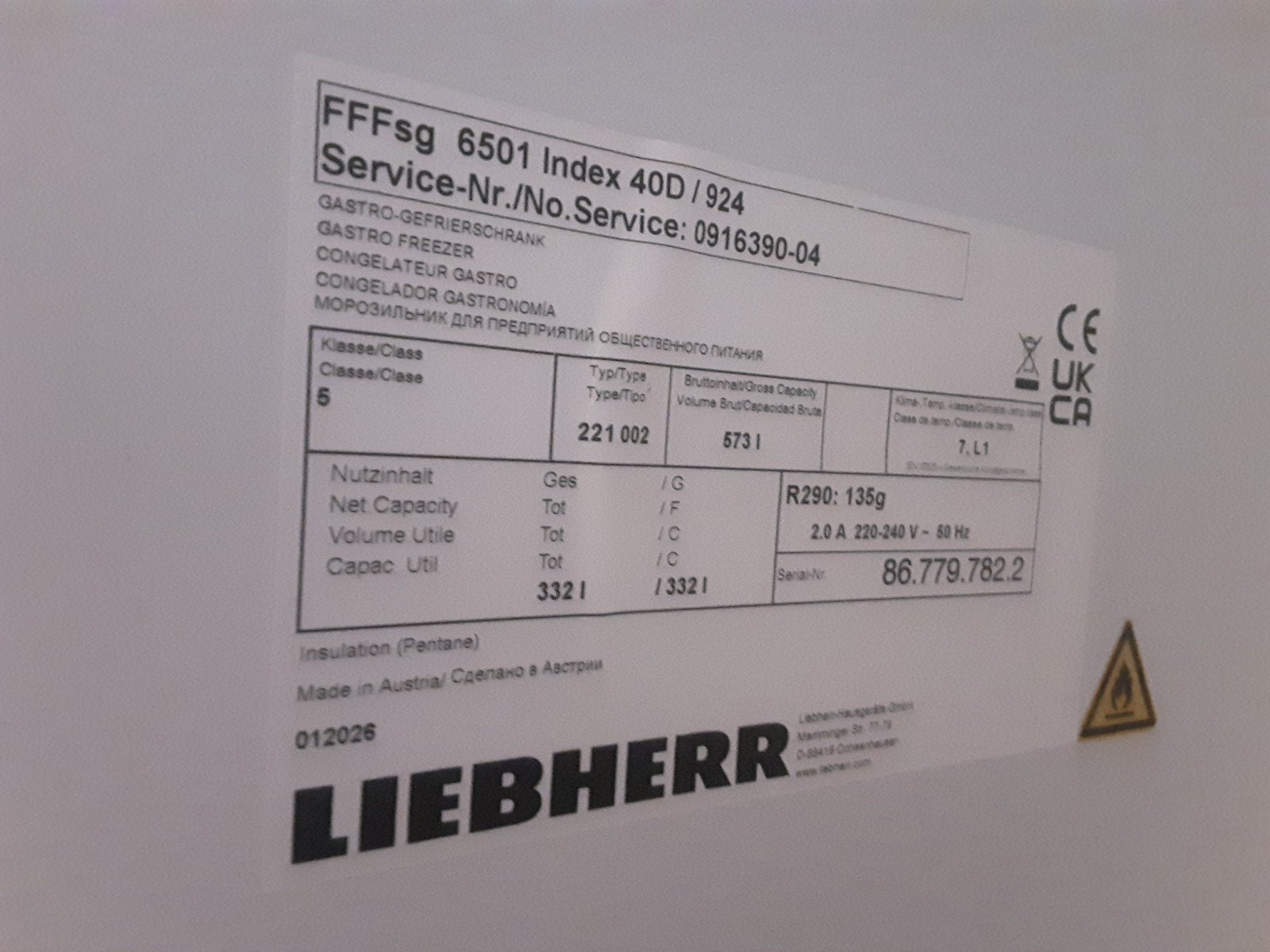 LIEBHERR 2026 professionele vriezer, Ophalen of Verzenden, Nieuw zonder verpakking