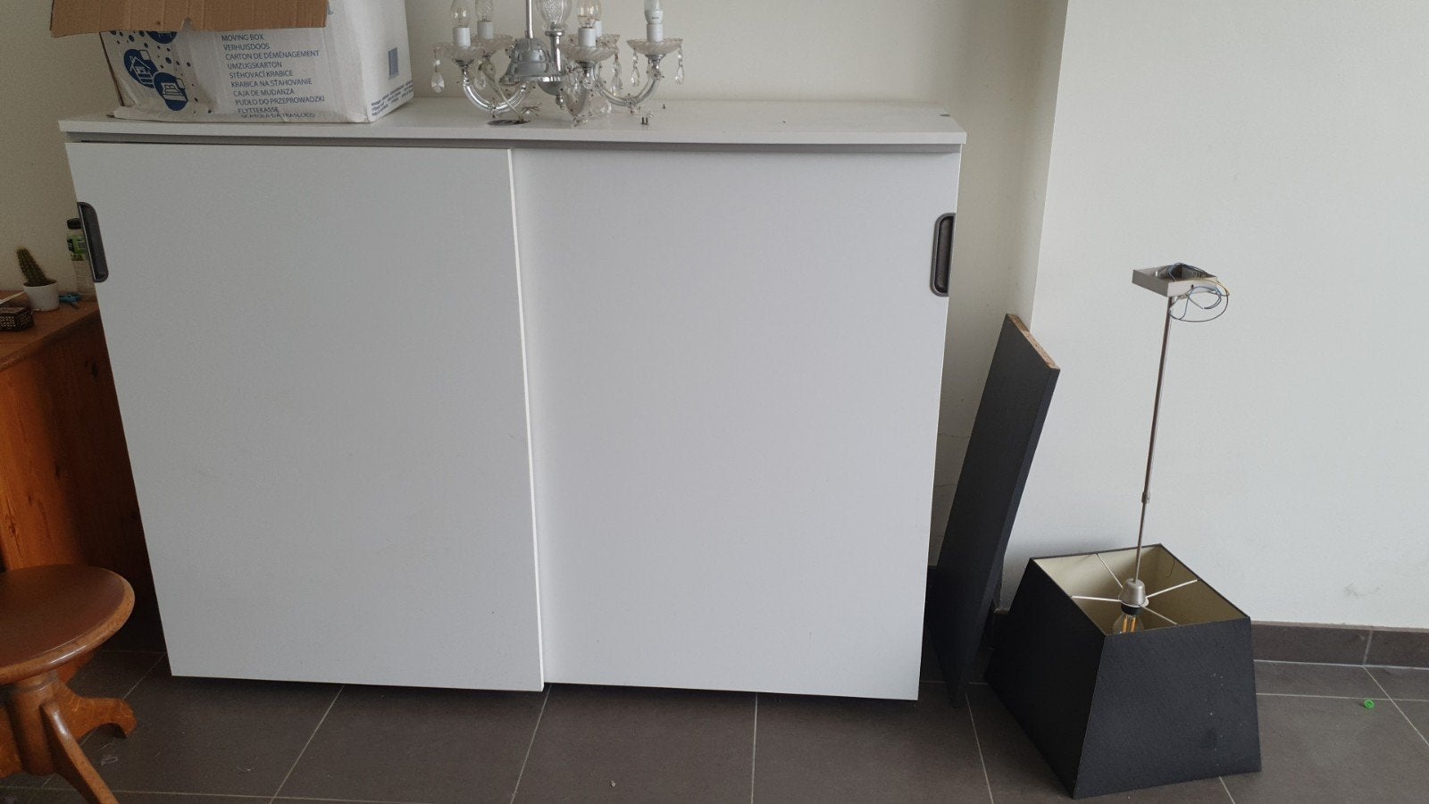 Witte opbergkast met schuifdeuren, Huis en Inrichting, Kasten | Schoenenkasten, Ophalen