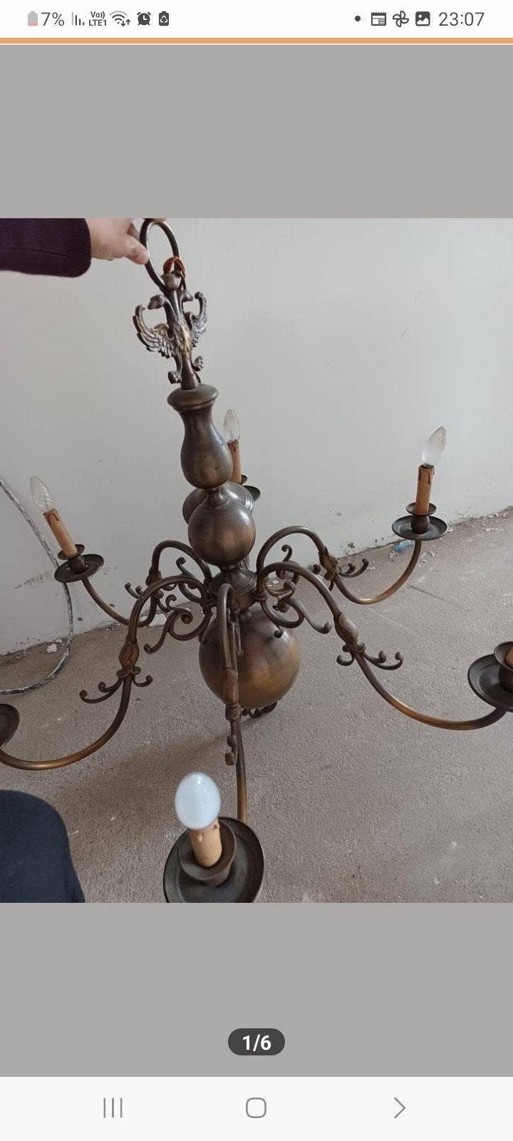 antieke kroonluchter,, Maison & Meubles, Lampes | Lustres, Enlèvement ou Envoi
