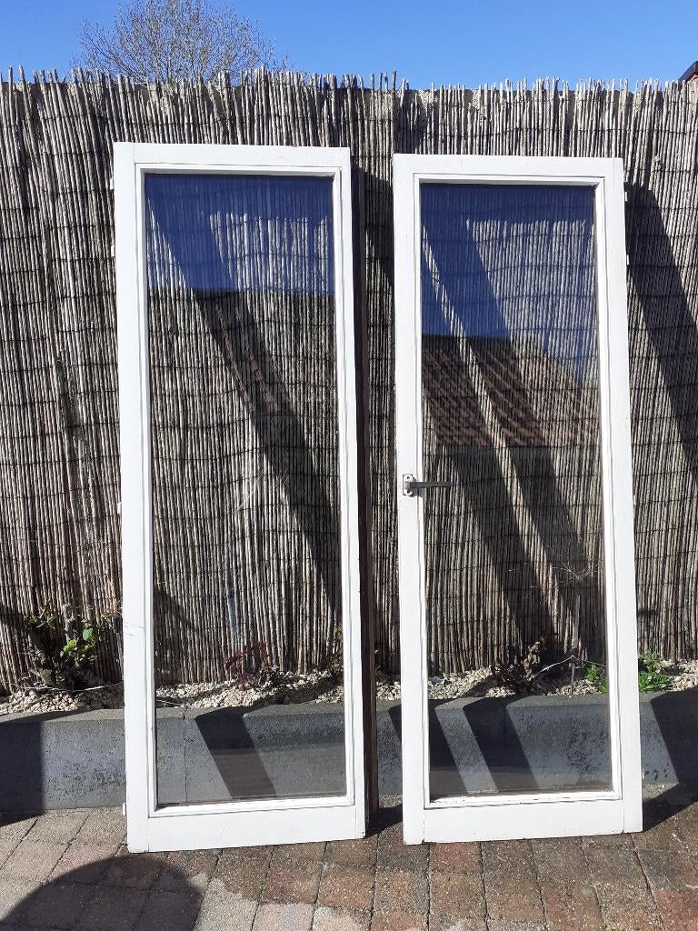 DUBBELE DEUR IN GLAS, Doe-het-zelf en Bouw, Ophalen, Gebruikt, 120 cm of meer, Buitendeur