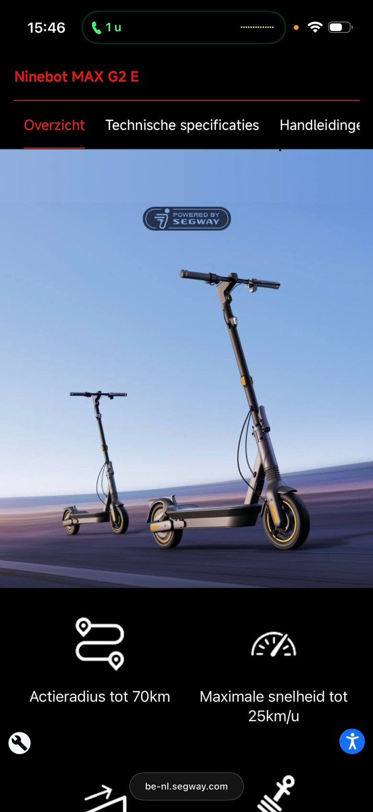 Trottinette Segway Max G2 E Ninebot, Vélos & Vélomoteurs, Enlèvement, Comme neuf