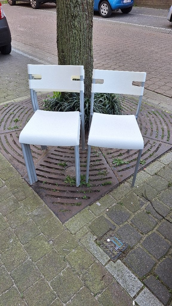 keukenstoelen, Maison & Meubles, Chaises, Gris, Métal, Enlèvement, Utilisé