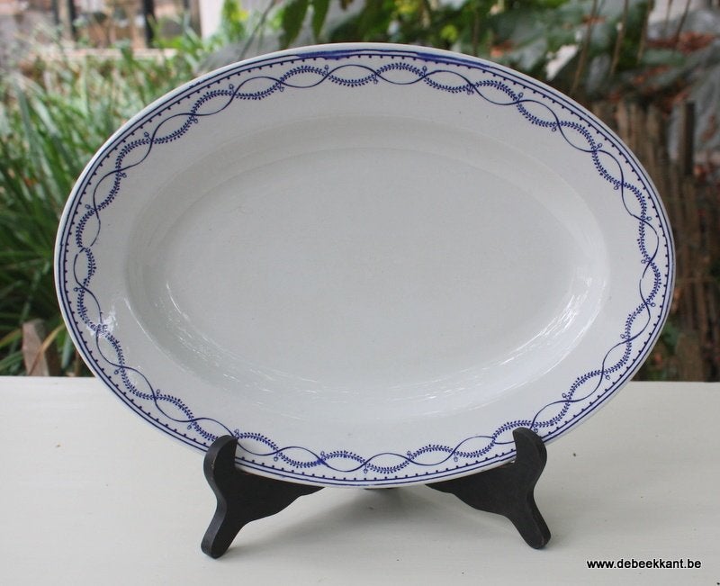 Retro vintage antieke oude ovalen schotel Boch decor GG, Ophalen of Verzenden