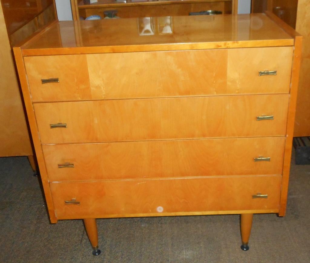 Commode Nörlok vintage bois blond, 3 ou 4 tiroirs, 25 à 50 cm, Scandinave vintage, Moins de 100 cm