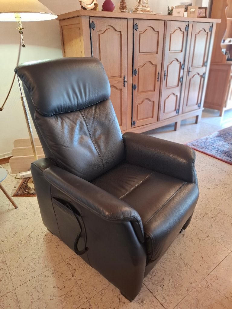 lederen relaxfauteuil, Ophalen, Gebruikt, Klassiek, 75 tot 100 cm