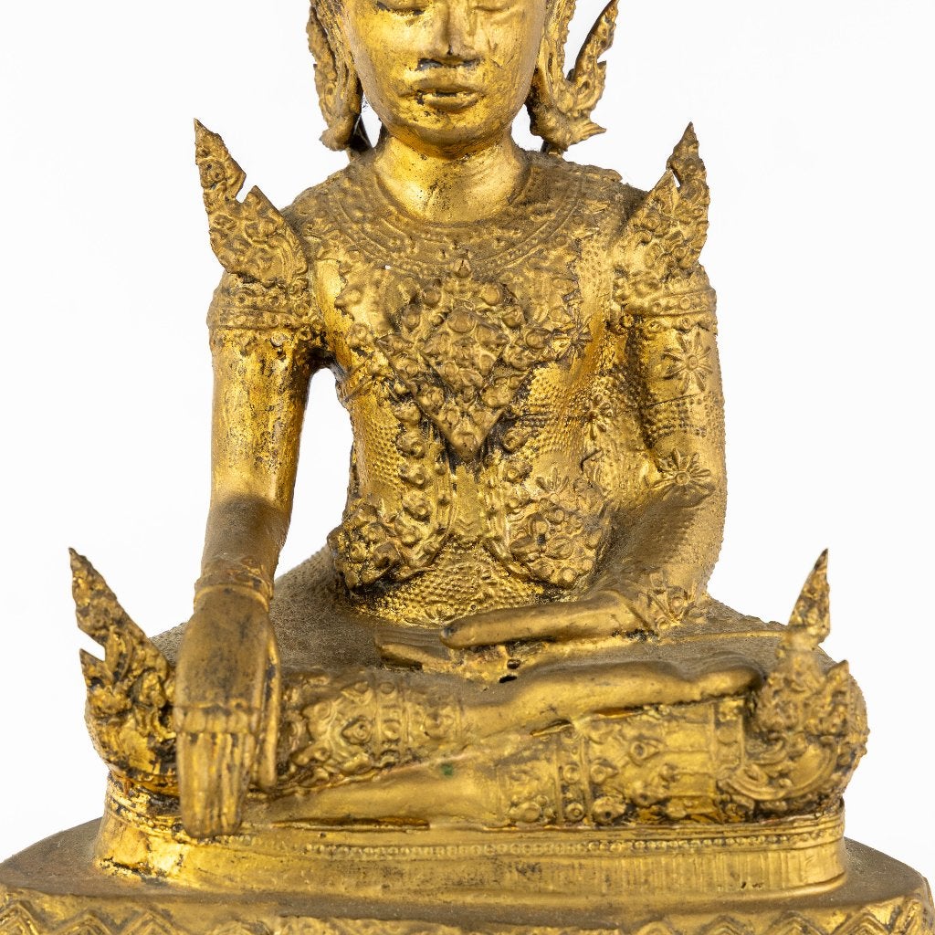 Boeddha in verguld brons., Antiek en Kunst, Ophalen of Verzenden, Brons