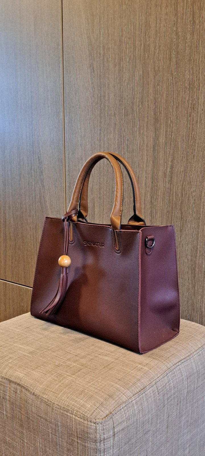 Handtas Signatur, bordeaux, kunstleder +sleutelzakje,, Enlèvement ou Envoi, Sac à main