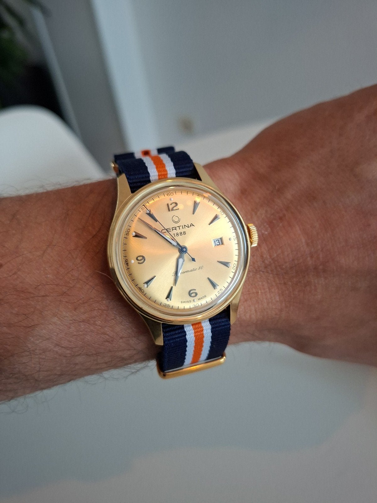 Certina DS Heritage Powermatic 80, Montre-bracelet, Cuir, Enlèvement, Acier