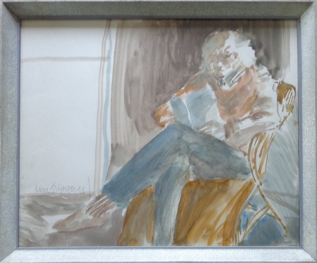 KOEN SCHERPEREEL / ZELFPORTRET / ORIGINEEL / 37x45cm / KADER, Achter glas, Aquarel, Papier/karton, Ophalen of Verzenden