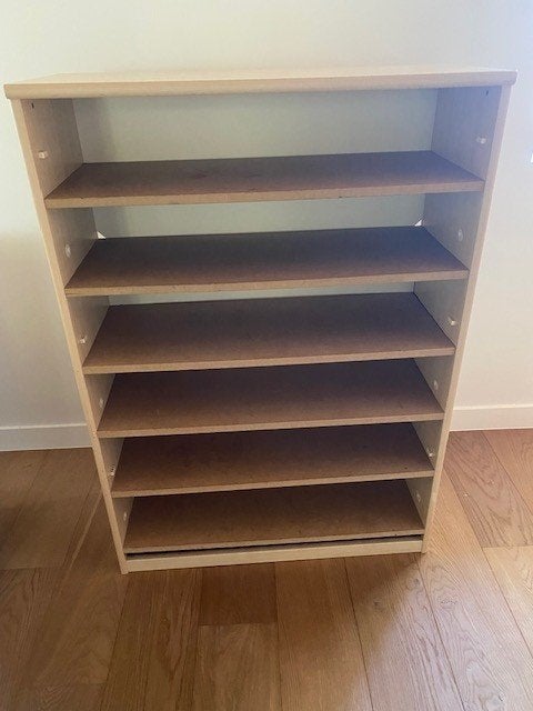 houten schoenkast (122cm hoog, 86cm breed, 35 cm diep), Ophalen, Gebruikt