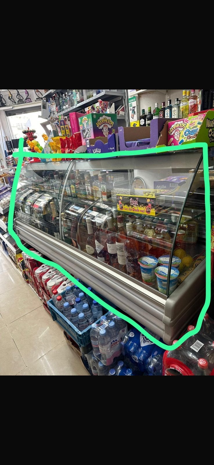 Te koop: ruime glazen toonbankvitrine / winkelvitrine, Enlèvement, Utilisé