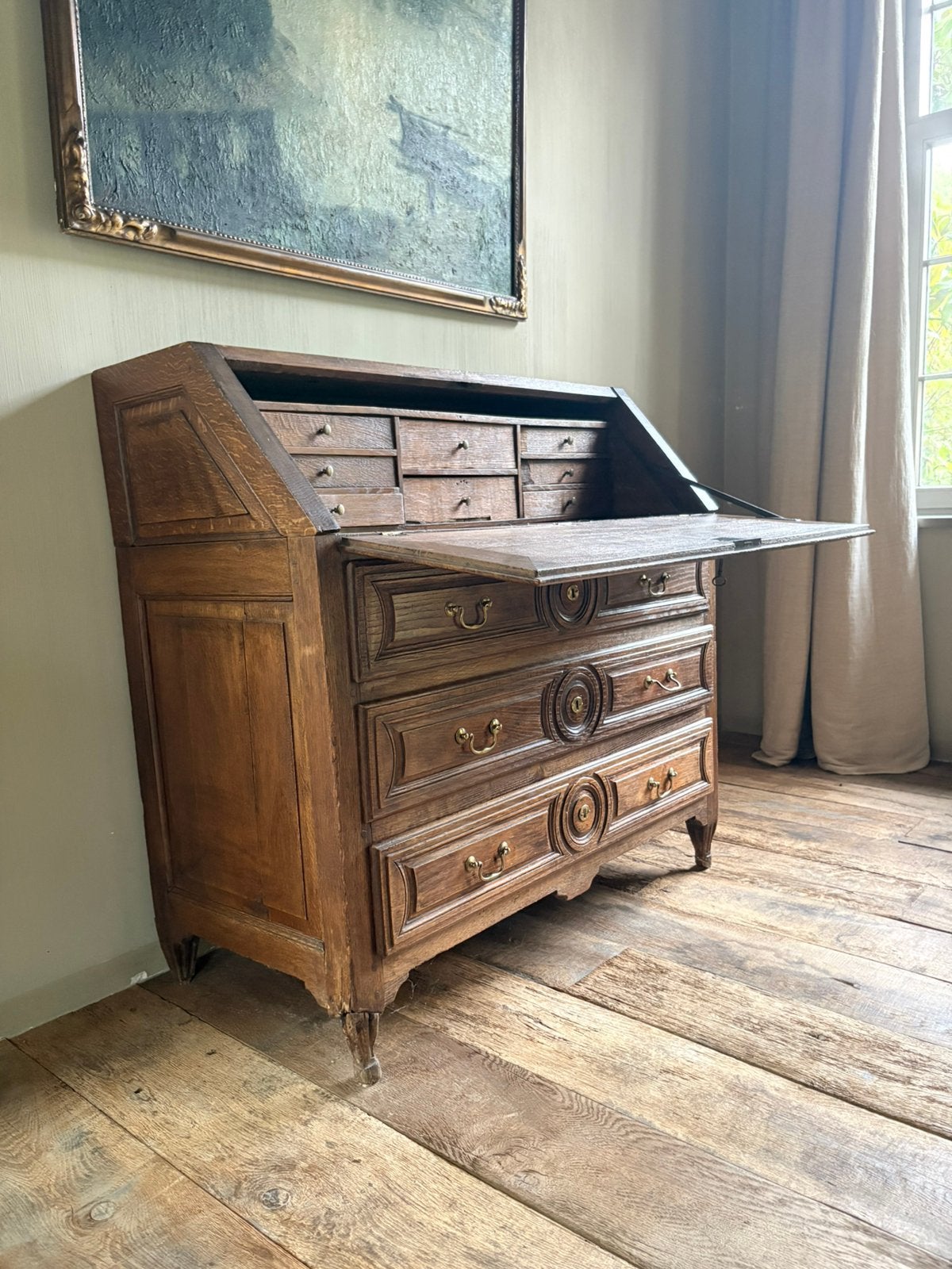 Très beau secrétaire ancien en chêne, Enlèvement, Utilisé